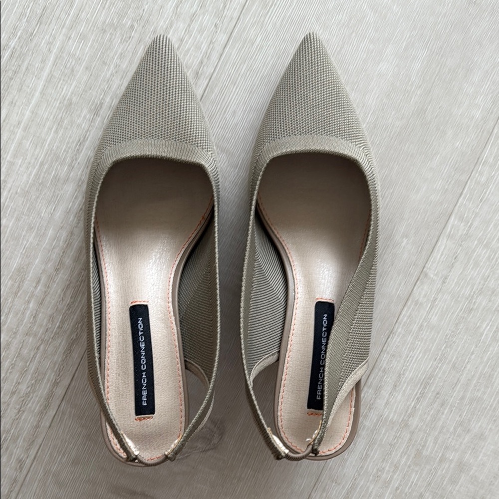 French Connection Taupe Kitten Heel Slingbacks | Pointed Toe US 7 NWT